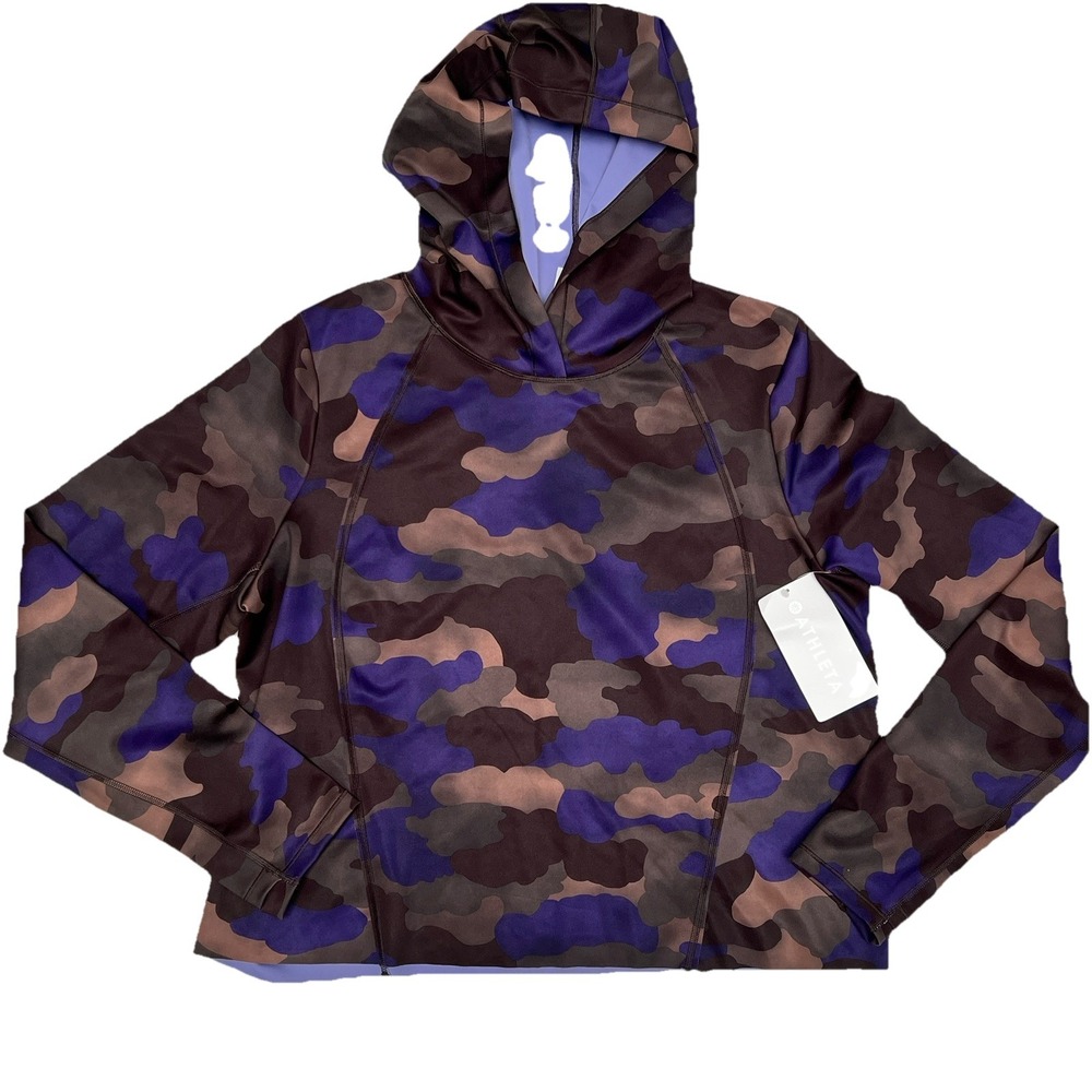 Athleta Pinnacle Hoodie Camo Purple Blue Gray Activewear Long Sleeve Womens XL